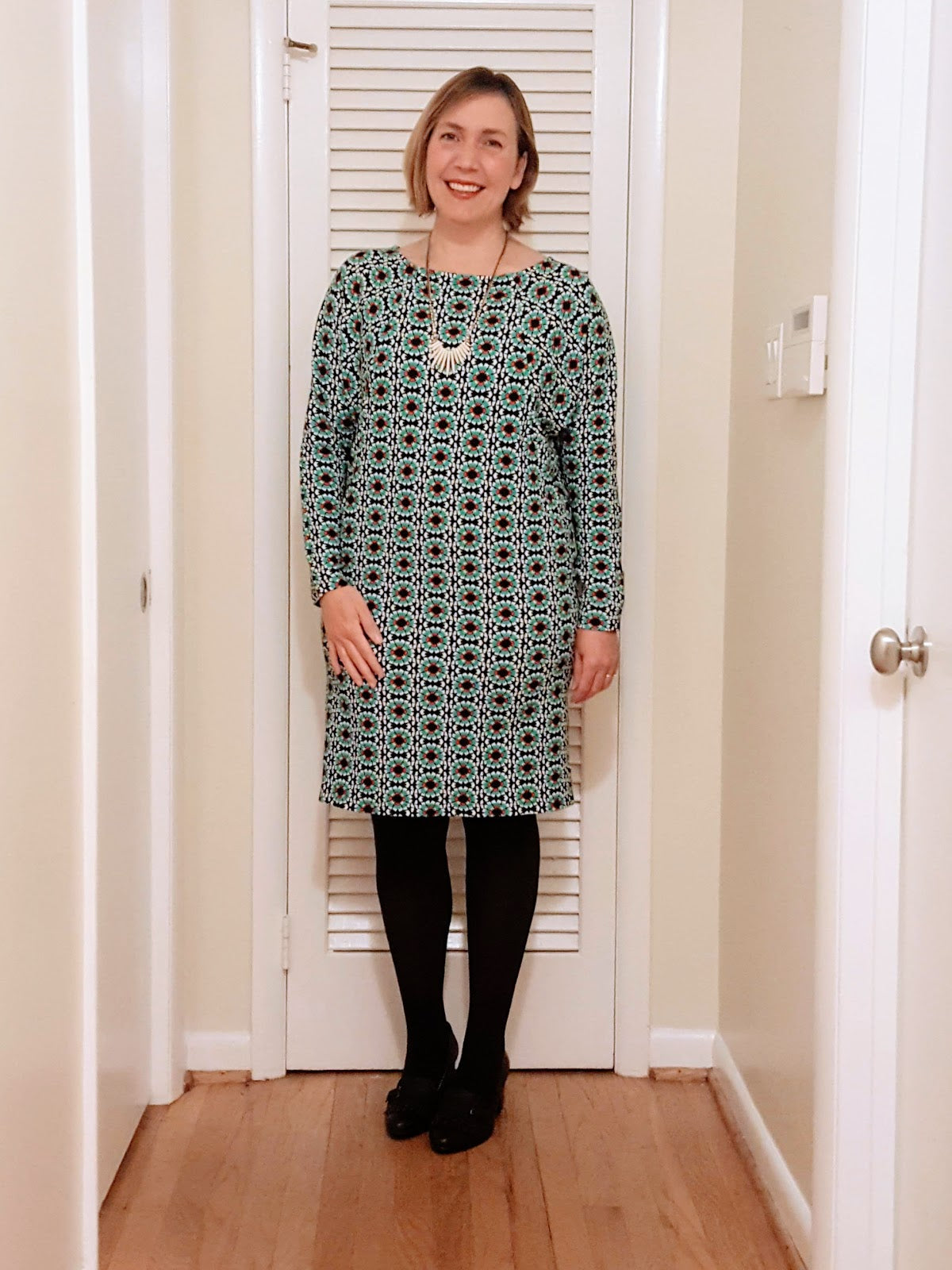 Made by a Fabricista: Geometric Floral Double Knit Winter Dress (Butterick 6525).
