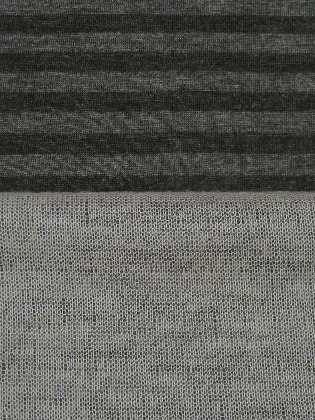 Iron Gray/Corporate Gray/Pale Cloud Gray Polyester/Lycra Horizontal Stripe Double-Faced Knit 52W