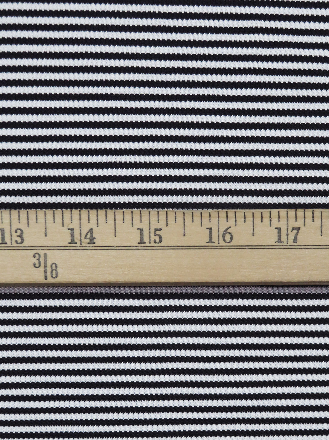 Pale Platinum Gray/Black Polyester/Lycra Horizontal Stripe Yarn-Dyed Pique Knit 54W