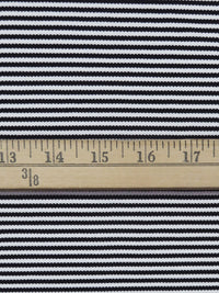 Pale Platinum Gray/Black Polyester/Lycra Horizontal Stripe Yarn-Dyed Pique Knit 54W
