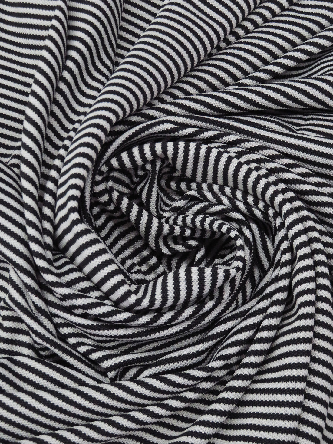 Pale Platinum Gray/Black Polyester/Lycra Horizontal Stripe Yarn-Dyed Pique Knit 54W