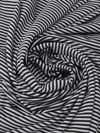Pale Platinum Gray/Black Polyester/Lycra Horizontal Stripe Yarn-Dyed Pique Knit 54W