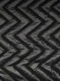 Black Polyester/Wool/Nylon Zig-Zag Felted Coating 58W