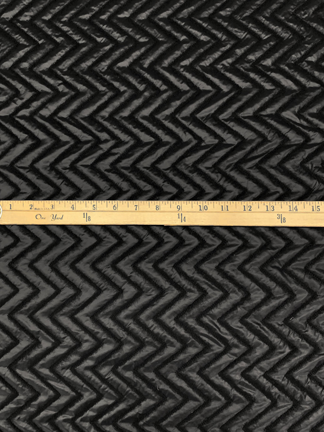 Black Polyester/Wool/Nylon Zig-Zag Felted Coating 58W