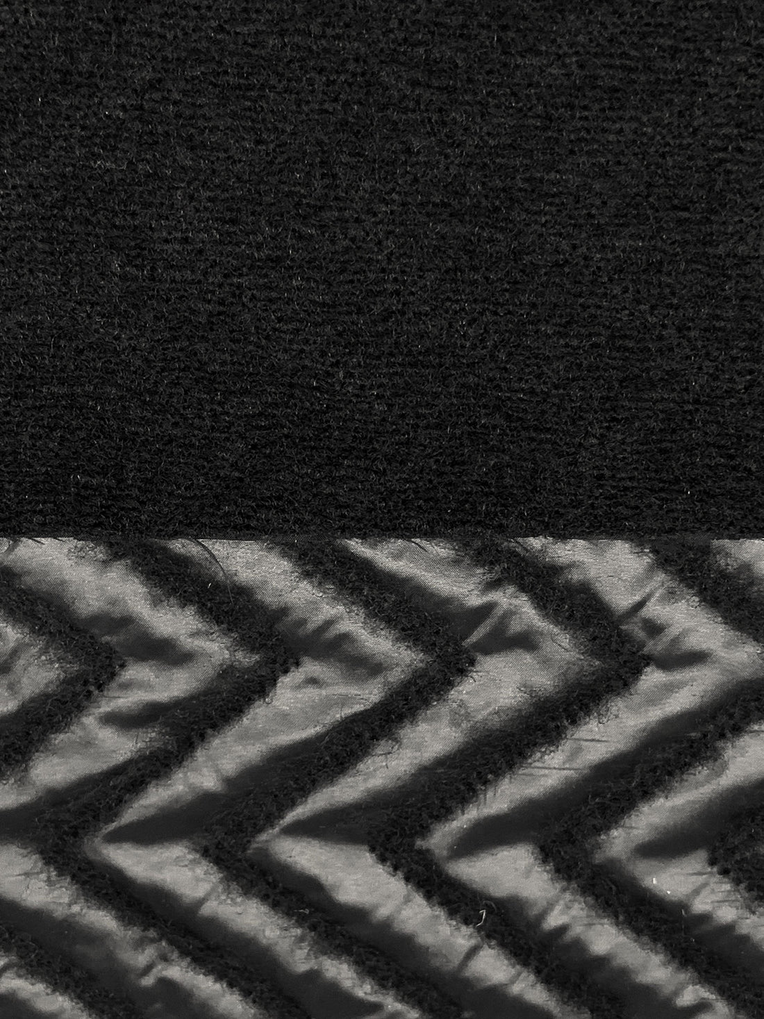 Black Polyester/Wool/Nylon Zig-Zag Felted Coating 58W