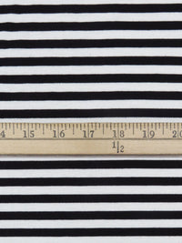 Black/White 100% Polyester Horizontal Stripe Jersey Knit 56W
