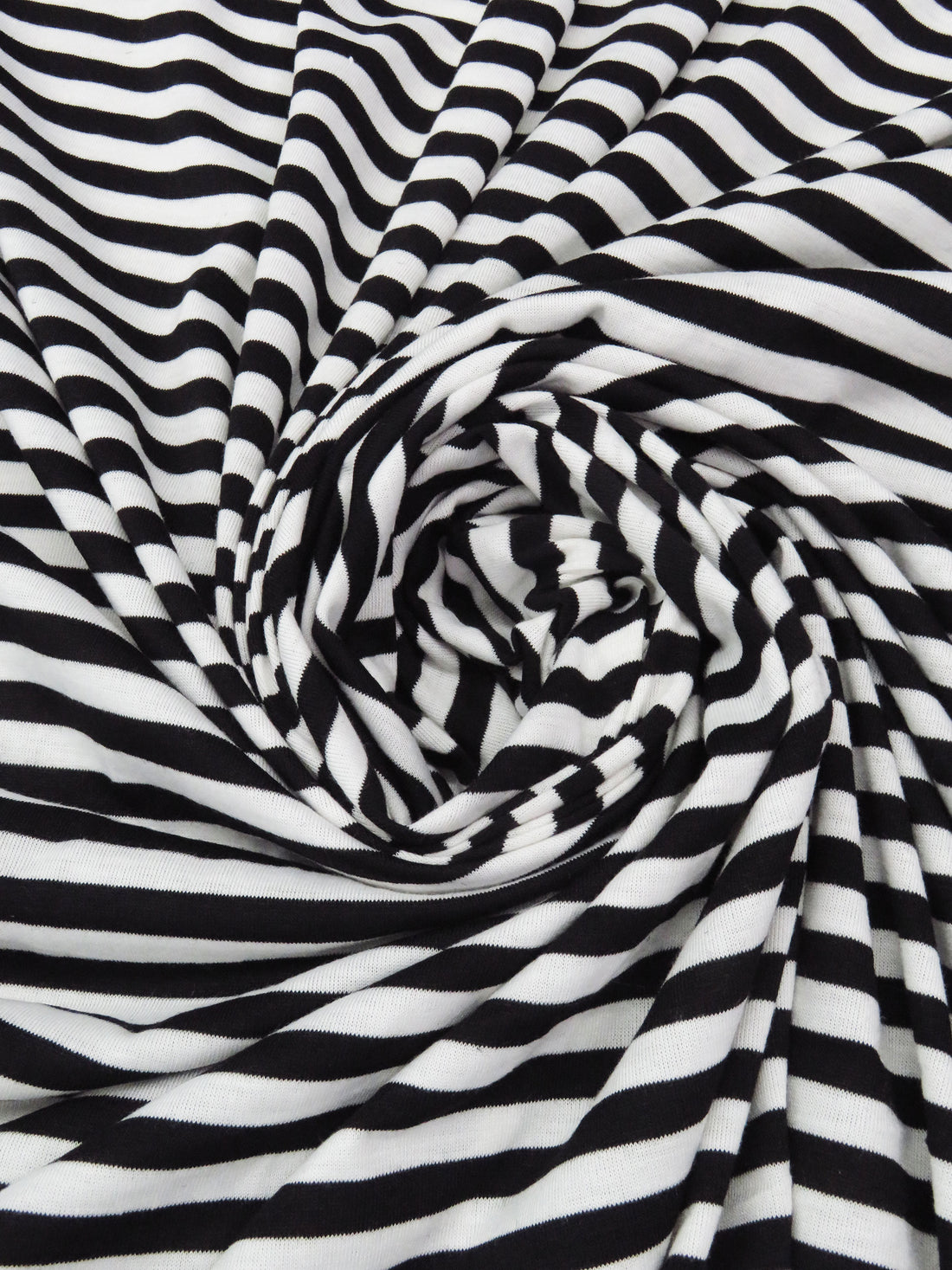 Black/White 100% Polyester Horizontal Stripe Jersey Knit 56W