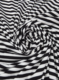 Black/White 100% Polyester Horizontal Stripe Jersey Knit 56W