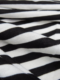 Black/White 100% Polyester Horizontal Stripe Jersey Knit 56W