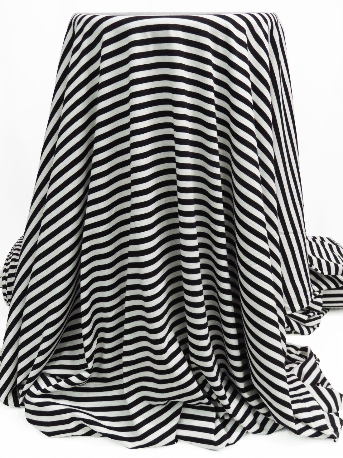 Black/White 100% Polyester Horizontal Stripe Jersey Knit 56W