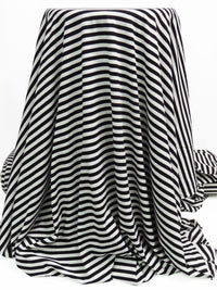 Black/White 100% Polyester Horizontal Stripe Jersey Knit 56W