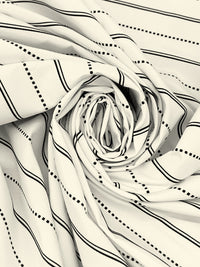 Ivory/Black 100% Polyester Horizontal Woven Stripe Shirting - NY Designer - 62W