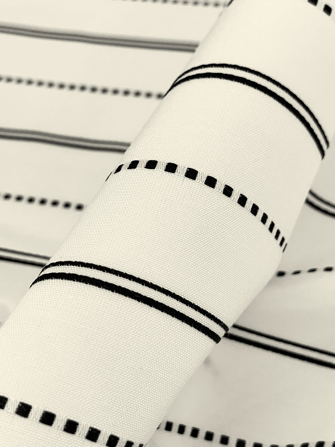 Ivory/Black 100% Polyester Horizontal Woven Stripe Shirting - NY Designer - 62W