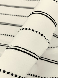 Ivory/Black 100% Polyester Horizontal Woven Stripe Shirting - NY Designer - 62W