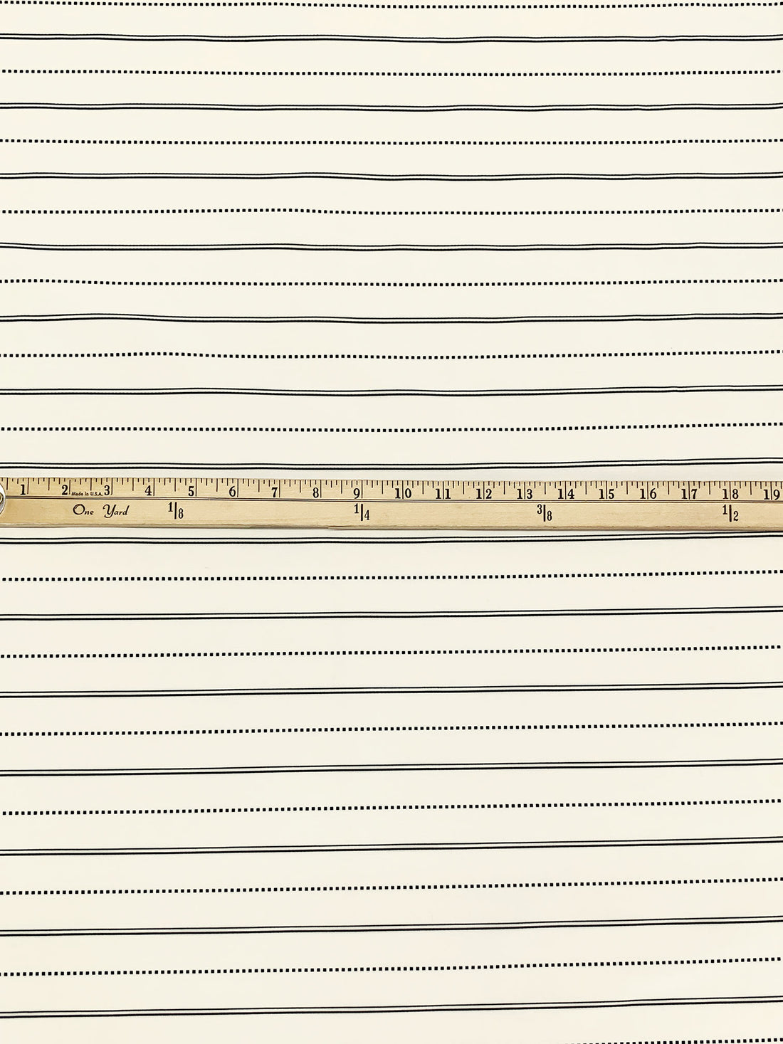 Ivory/Black 100% Polyester Horizontal Woven Stripe Shirting - NY Designer - 62W