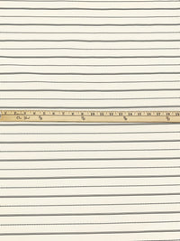 Ivory/Black 100% Polyester Horizontal Woven Stripe Shirting - NY Designer - 62W