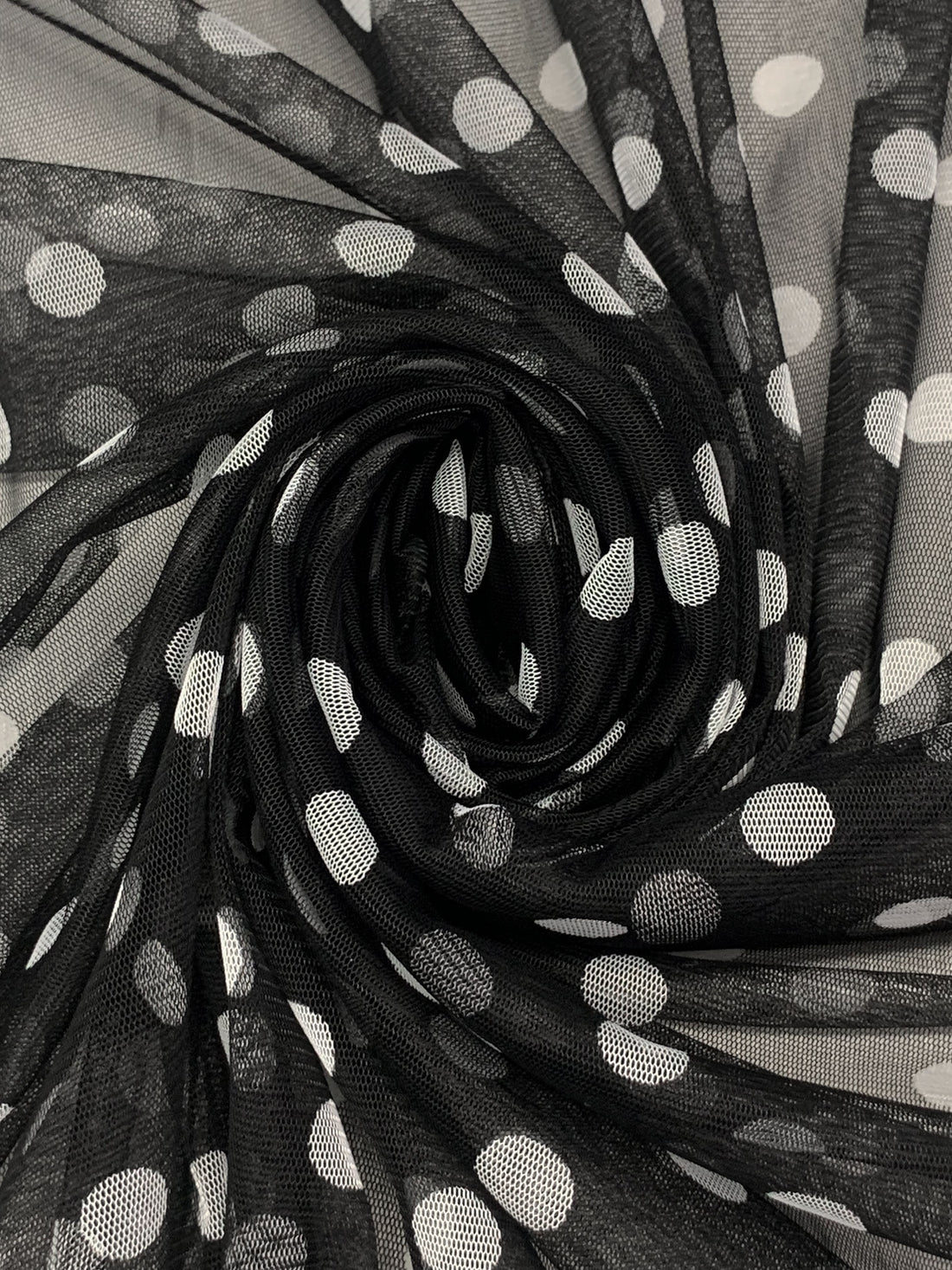 Black/White 100% Nylon Polka Dot Mesh Netting 58W