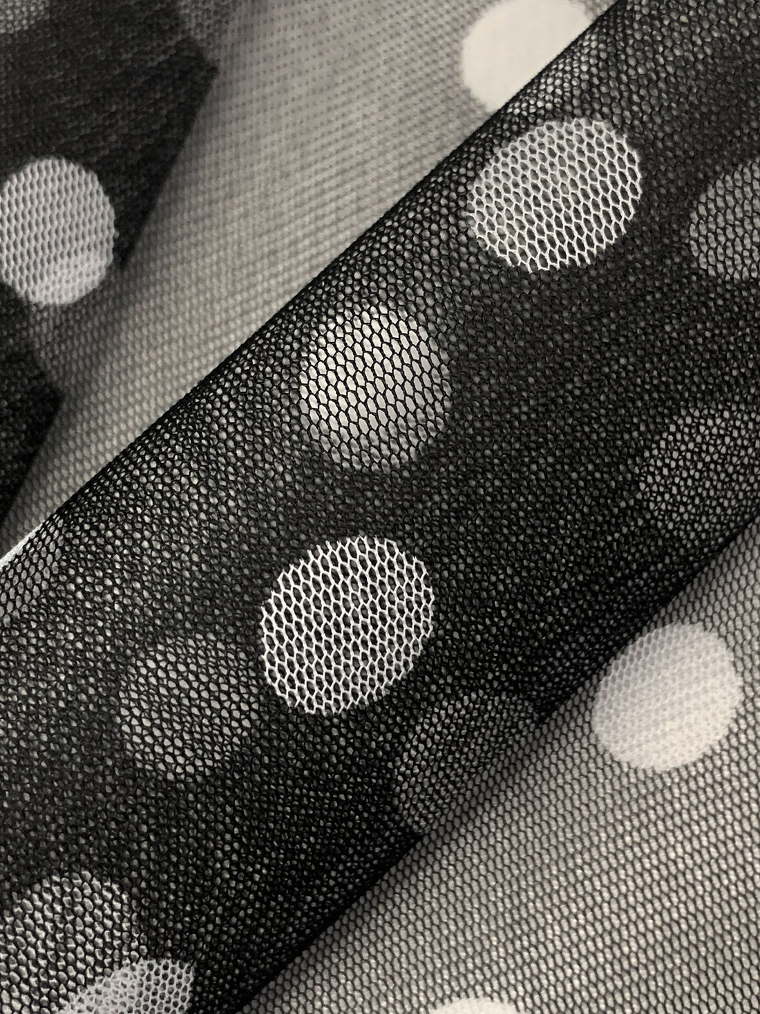 Black/White 100% Nylon Polka Dot Mesh Netting 58W