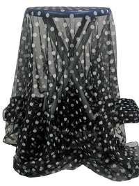 Black/White 100% Nylon Polka Dot Mesh Netting 58W