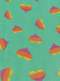Deep Mint/Pumpkin/Lemon/Magenta 100% Polyester Gradient Heart Print Chiffon 58W