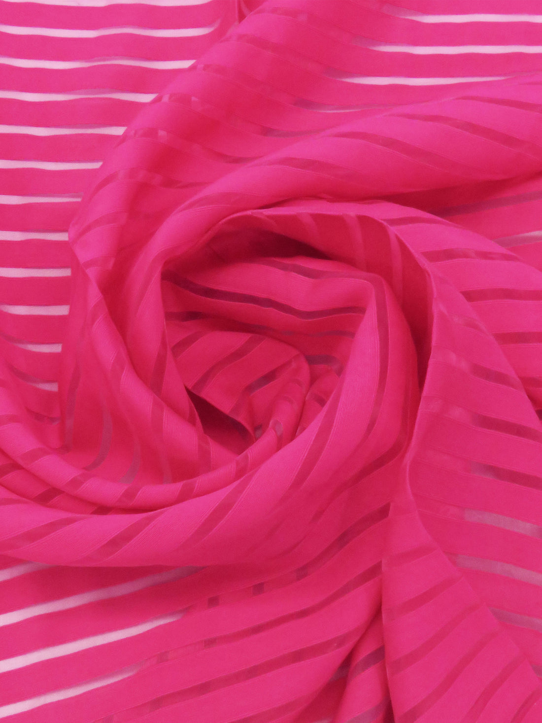 Deep Raspberry Pink Rayon/Nylon Horizontal Stripe Burnout Organza 58W