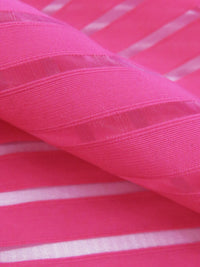 Deep Raspberry Pink Rayon/Nylon Horizontal Stripe Burnout Organza 58W