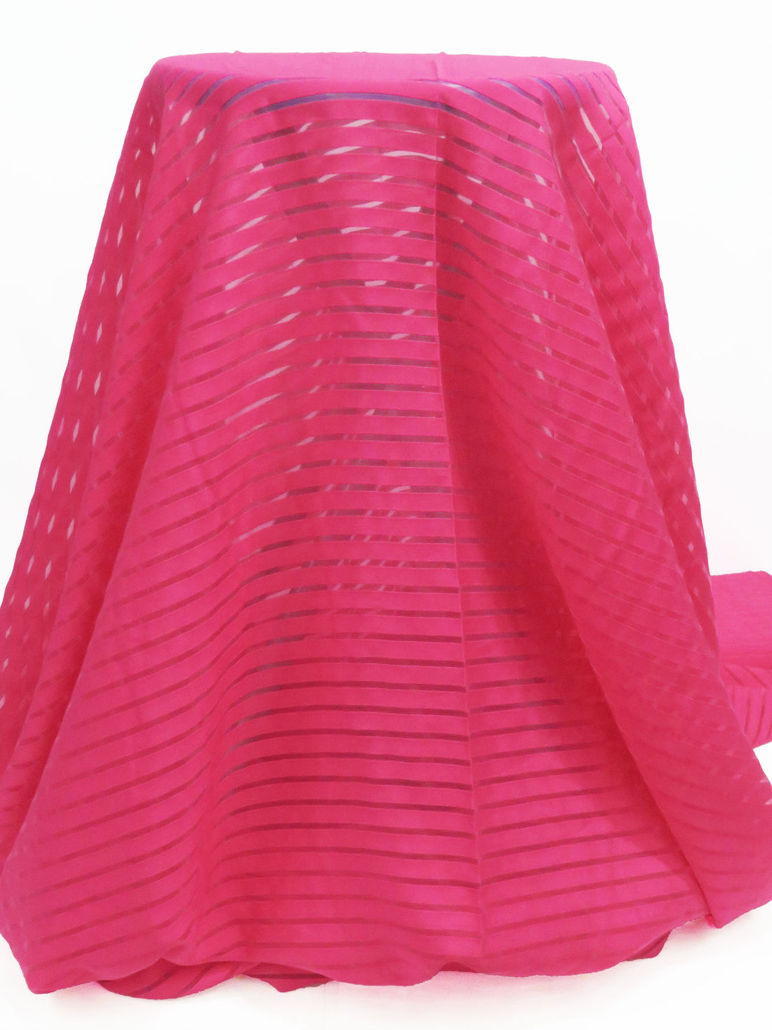 Deep Raspberry Pink Rayon/Nylon Horizontal Stripe Burnout Organza 58W