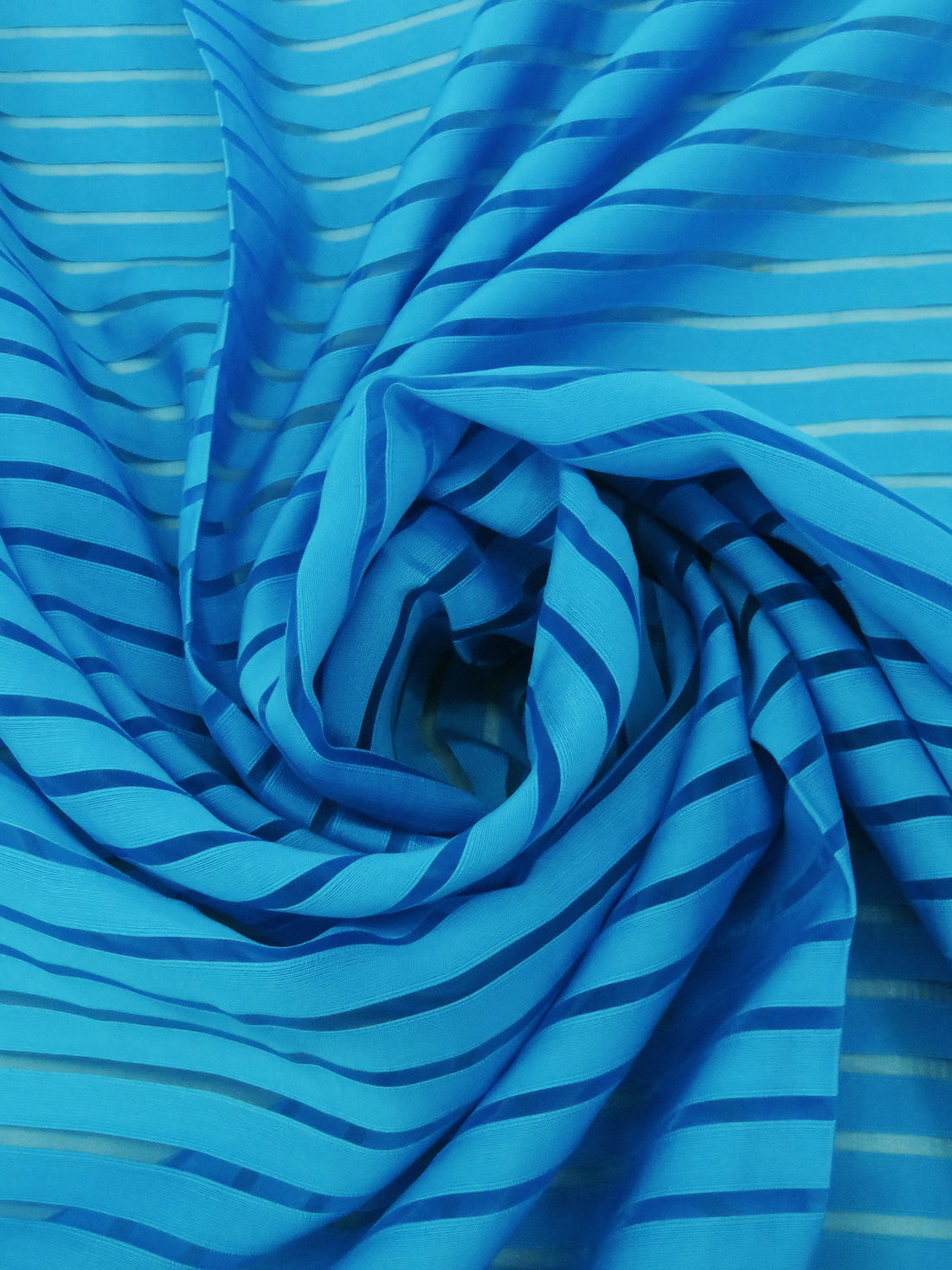 Cerulean Rayon/Nylon Horizontal Stripe Burnout Organza 56W