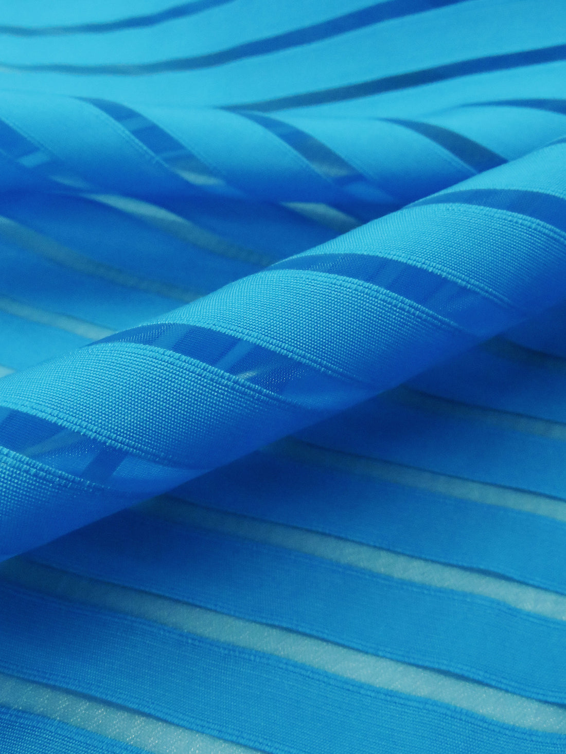Cerulean Rayon/Nylon Horizontal Stripe Burnout Organza 56W