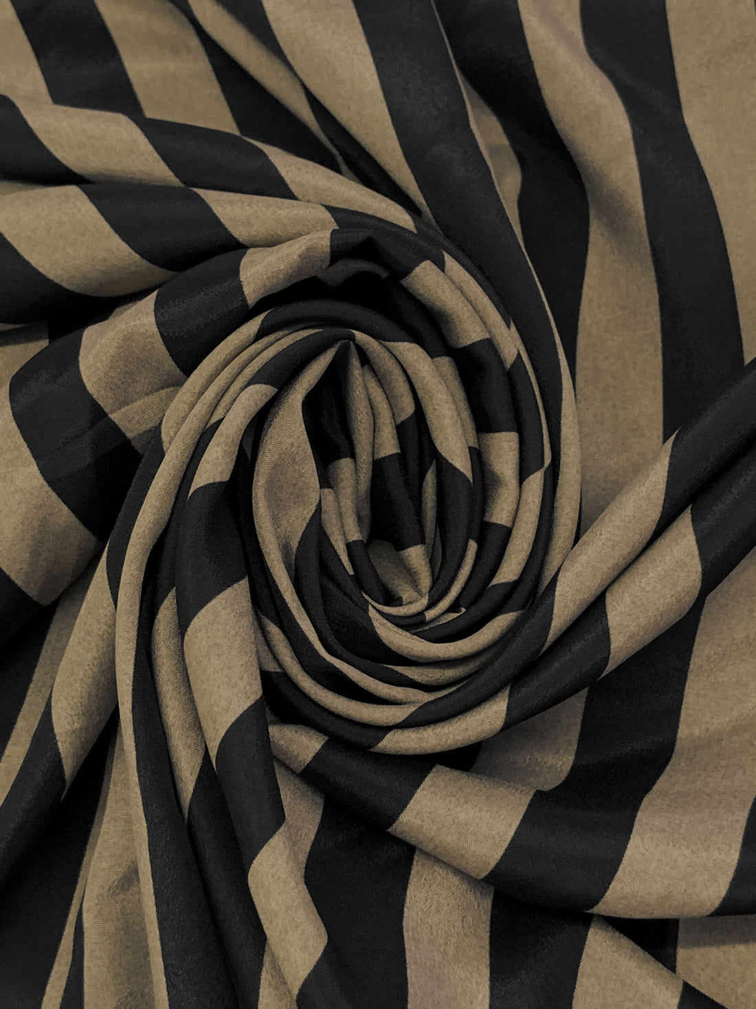 Dark Tan/Black 100% Polyester Vertical Stripe Crepe de Chine 56W