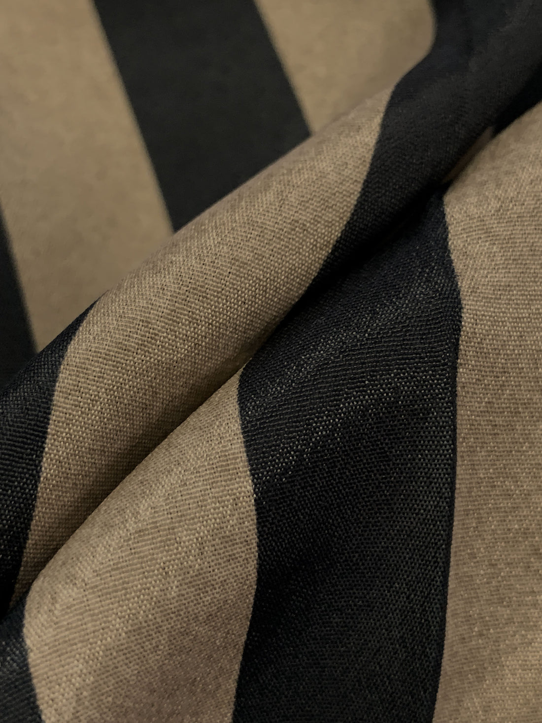Dark Tan/Black 100% Polyester Vertical Stripe Crepe de Chine 56W