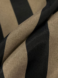 Dark Tan/Black 100% Polyester Vertical Stripe Crepe de Chine 56W