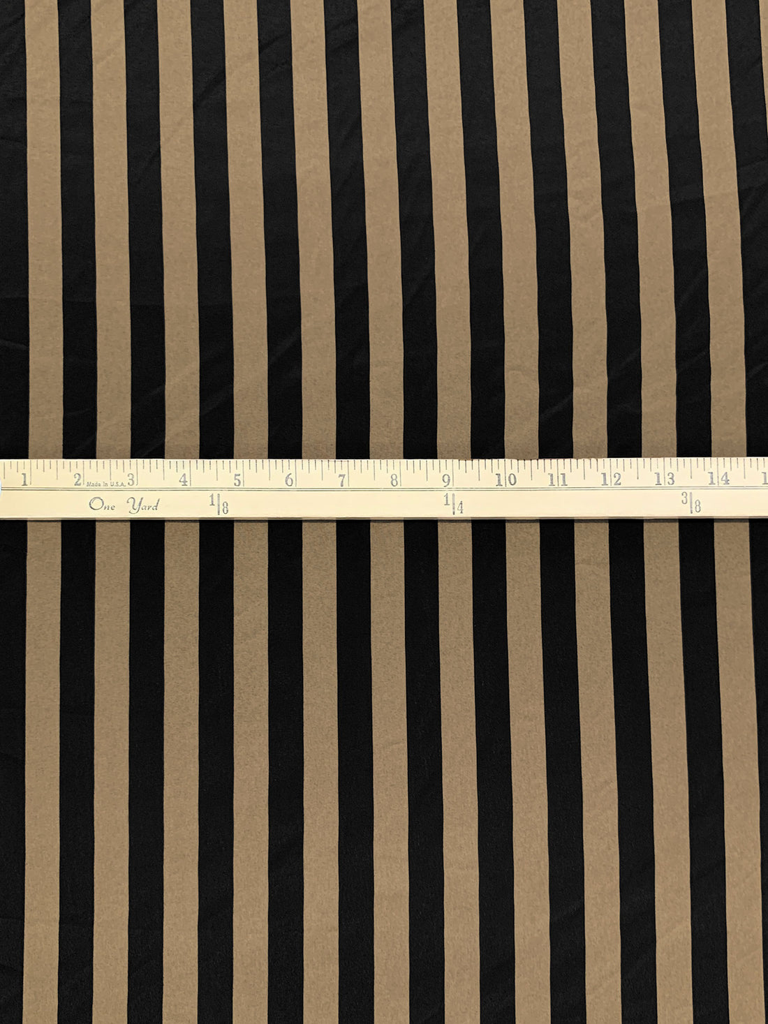 Dark Tan/Black 100% Polyester Vertical Stripe Crepe de Chine 56W