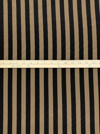 Dark Tan/Black 100% Polyester Vertical Stripe Crepe de Chine 56W