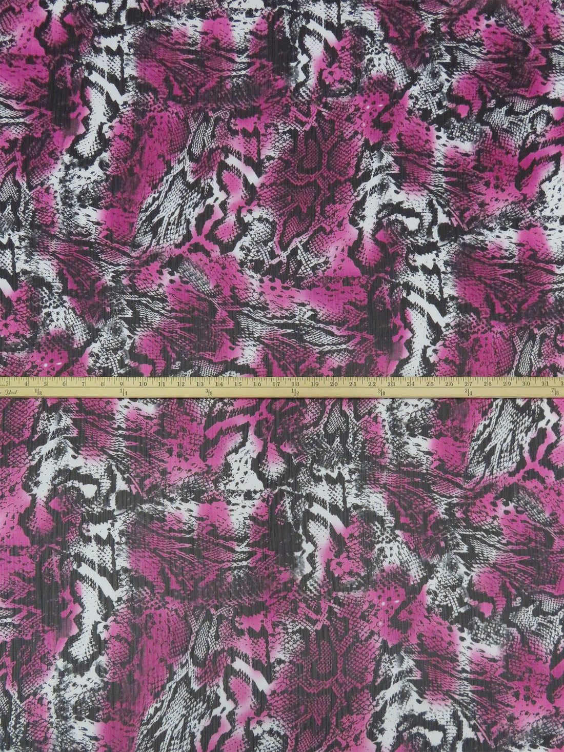 Jammy Purple/Black/Ghost White 100% Polyester Tie-Dye Animal Print Crinkle Chiffon 58W