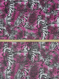 Jammy Purple/Black/Ghost White 100% Polyester Tie-Dye Animal Print Crinkle Chiffon 58W