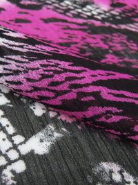 Jammy Purple/Black/Ghost White 100% Polyester Tie-Dye Animal Print Crinkle Chiffon 58W
