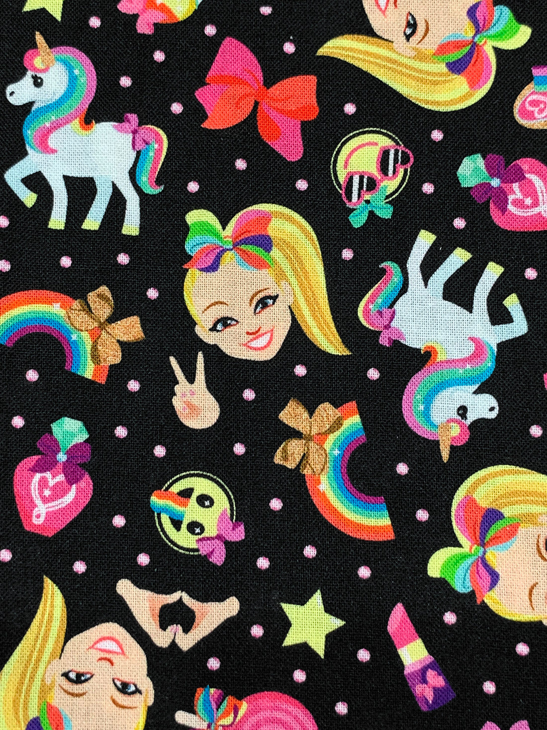 Black/Multi 100% Cotton Jojo Rainbow Emoji Print Quilt Weight Woven 44W