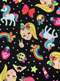 Black/Multi 100% Cotton Jojo Rainbow Emoji Print Quilt Weight Woven 44W