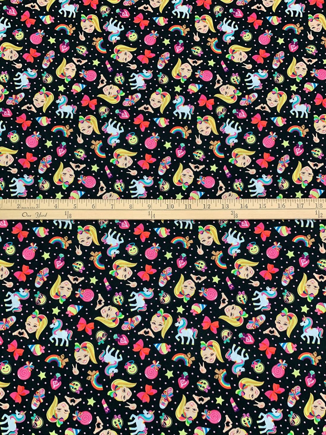 Black/Multi 100% Cotton Jojo Rainbow Emoji Print Quilt Weight Woven 44W