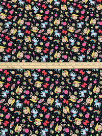 Black/Multi 100% Cotton Jojo Rainbow Emoji Print Quilt Weight Woven 44W