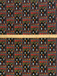 Dark Iron Gray/Flame/Black/Lemon 100% Cotton Kiss Live Decades Of Decibels Print Quilt Weight Woven 42W