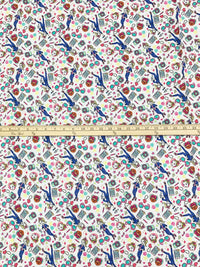 White/Deep Blue/Pink/Multi 100% Cotton Jojo Tech Toss Print Quilt Weight Woven 43W
