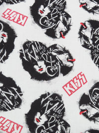 White/Black/Cherry Red 100% Cotton Drive You Crazy KISS Print Quilt Weight Woven 44W