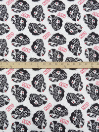 White/Black/Cherry Red 100% Cotton Drive You Crazy KISS Print Quilt Weight Woven 44W