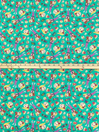 Carribean Green/Yellow/Hot Pink/Multi 100% Cotton Jojo BowBow Emoji Friends Print Quilt Weight Woven 43W