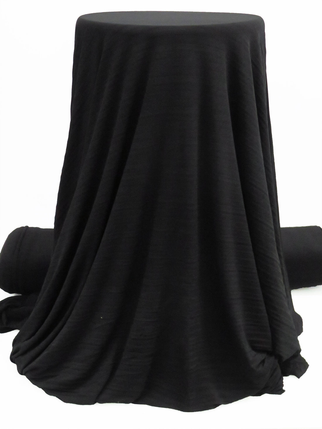 Crow Black Polyester/Lycra Pleated ITY Knit - Famous Dress Designer - 56W