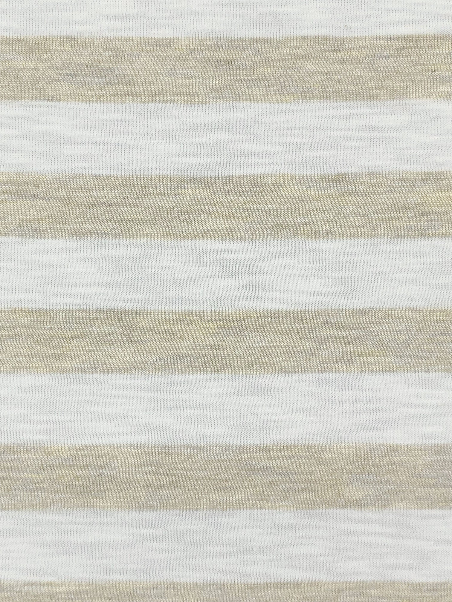 Beige/White Supima Cotton/Rayon Horizontal Stripe Slubbed