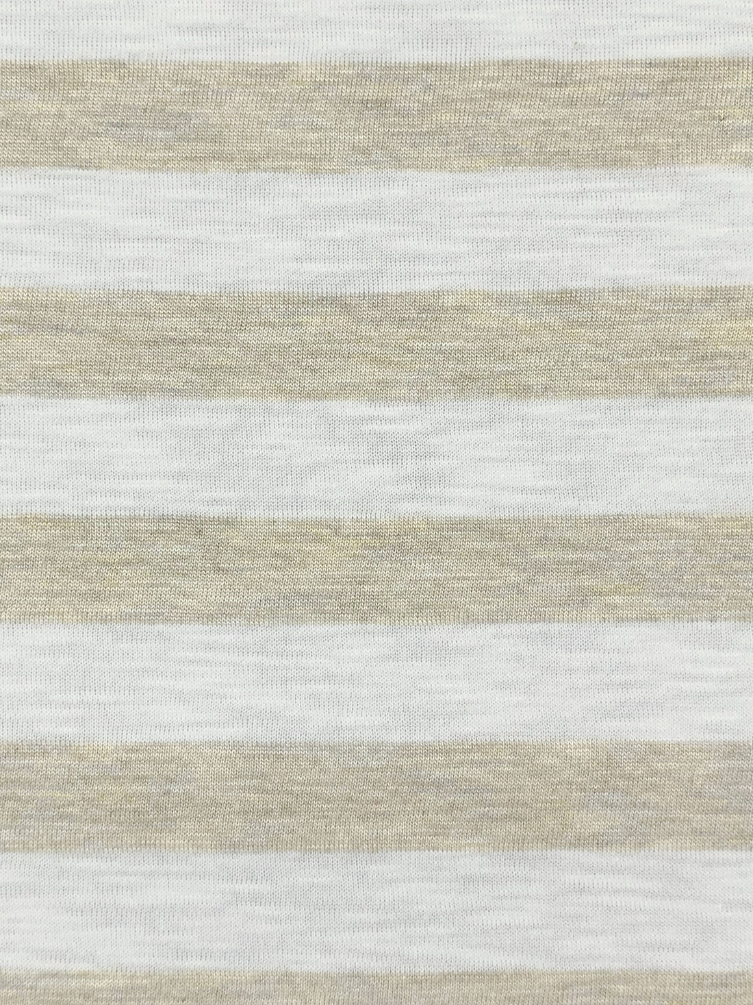 Beige/White Supima Cotton/Rayon Horizontal Stripe Slubbed Tissue Jersey Knit - Michael Stars - 56W