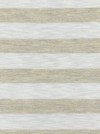Beige/White Supima Cotton/Rayon Horizontal Stripe Slubbed Tissue Jersey Knit - Michael Stars - 56W